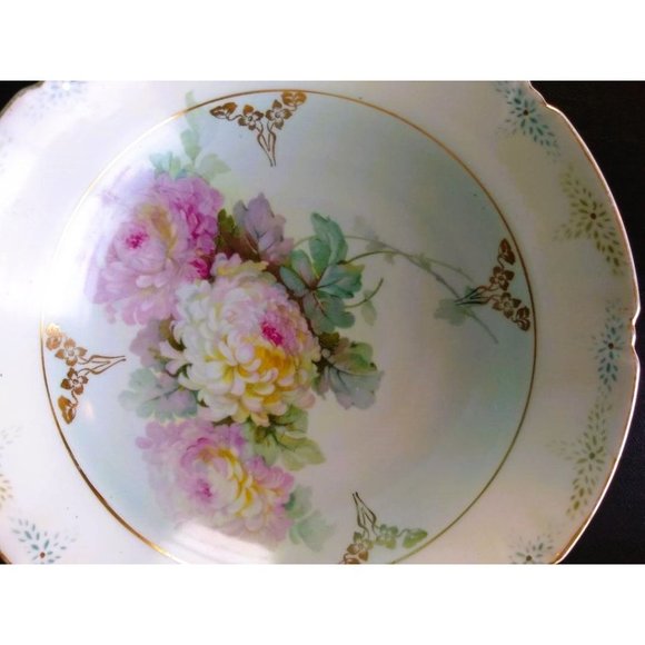Vintage/Antique Leuchtenburg Germany Floral Ceramic Serving Bowl Scalloped Edge - Picture 2 of 8